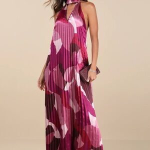 Lulu's Vibrant Pink Patterned Maxi Dress